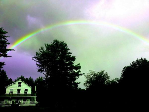 rainbow above lodge - 