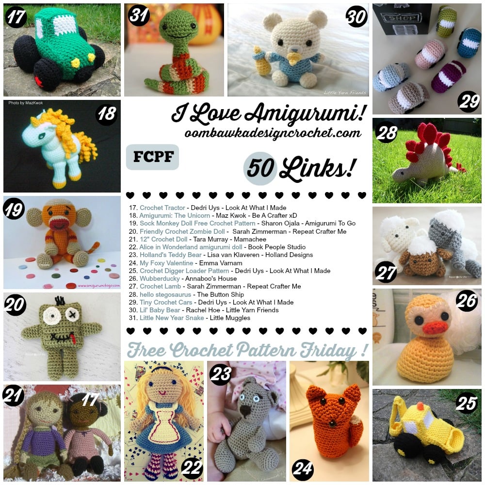 I Love Amigurumi! 🧸 Explore 50 free crochet toy patterns — from dolls and animals to fun little characters like Lion Boy, Pocket Duck, and Hello Kitty.