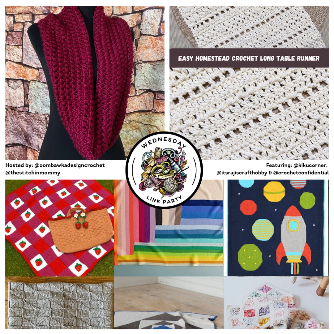 📌 It’s time for this week’s Wednesday Link Party! 🎉 Check out the top reader favorites, including free knit baby blanket patterns, a crochet table runner, and a gorgeous winter cowl! Don’t miss these inspiring projects!