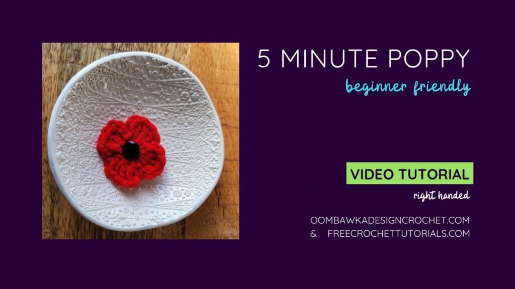 Crochet a poppy in minutes! This free 5 Minute Poppy pattern uses simple stitches for a quick, beautiful remembrance project.