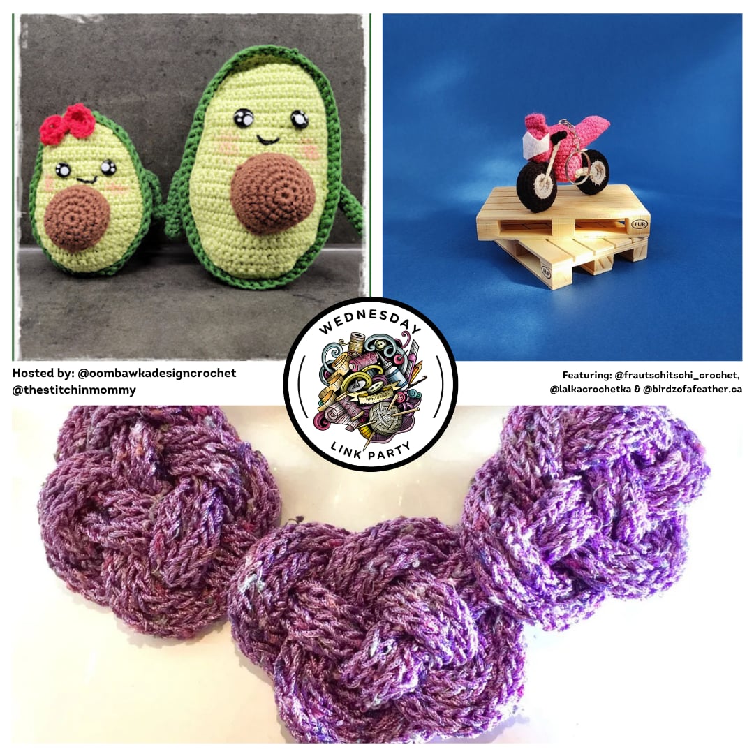 This week’s Wednesday Link Party features a fun mix of crochet and crafts! 🥑 Amigurumi Avocado 🔗 Celtic Knot Necklace 🏍️ Pink Motorbike Keychain Come see the latest featured projects and get inspired!