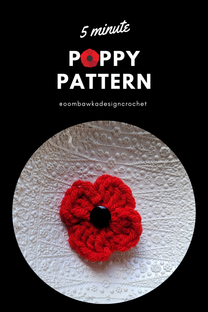 Crochet a poppy in minutes! This free 5 Minute Poppy pattern uses simple stitches for a quick, beautiful remembrance project.