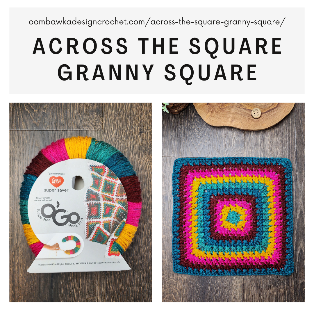 My Across the Square Granny Square is an easy to crochet afghan square that features crossed double crochet stitches worked in rounds. Yarn: Red Heart Super Saver. #yarnspirations #freepattern #grannysquare #crochet #freecrochetpattern #afghansquare