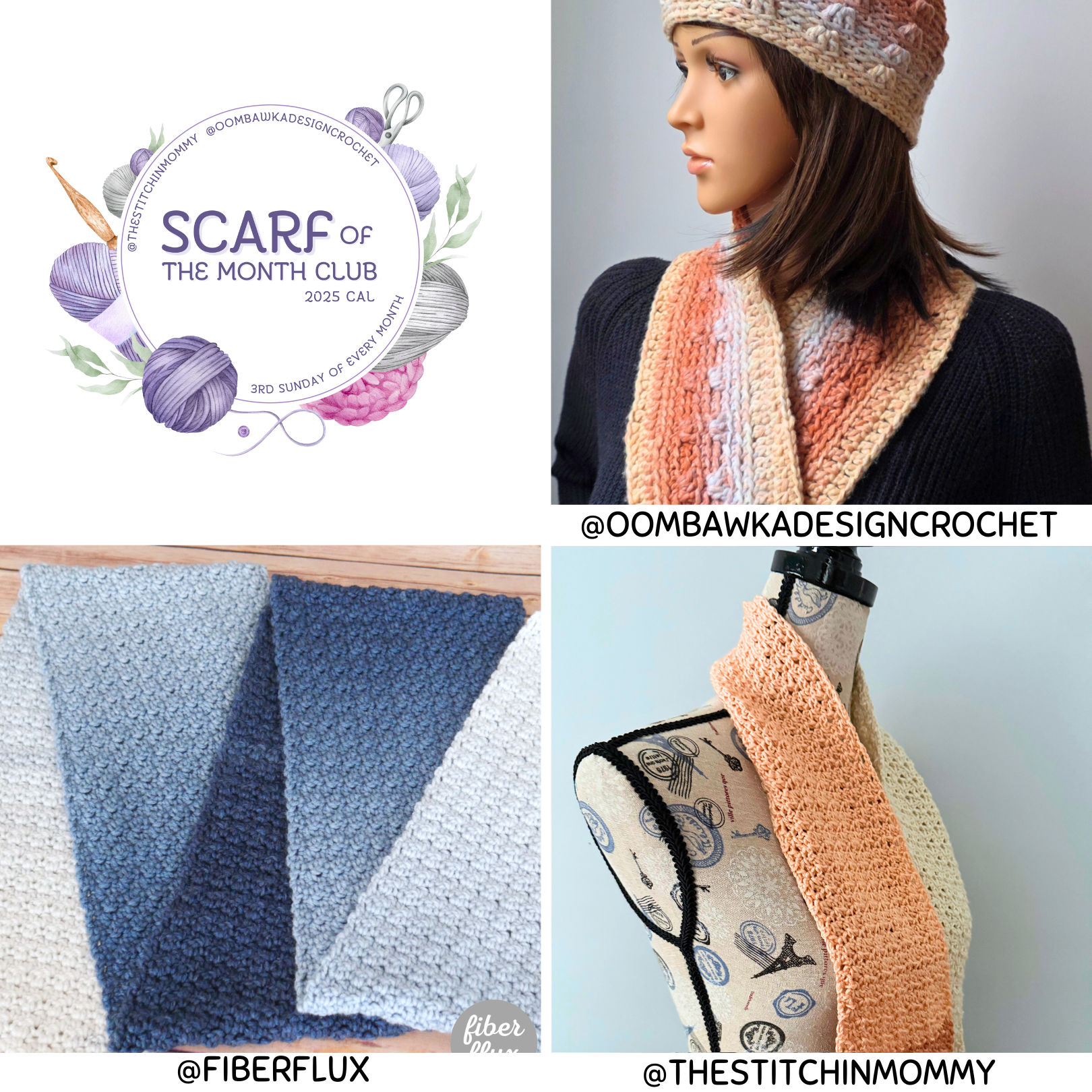 It’s time to grab your hook and yarn! This month I’ve got 3 beautiful scarf patterns for you to try. The Desert Oasis Cowl uses simple overlay mosaic crochet, the Mountain Morning Scarf is fully reversible, and the Dusky Haze Scarf has a soft and cozy feel.