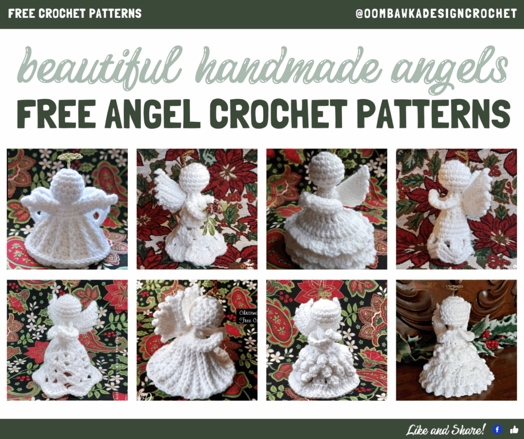 Free crochet angel patterns featuring Charity, Amigurumi Ornament, Patience, Peace on Earth, and Christmas Angels by Oombawka Design Crochet.