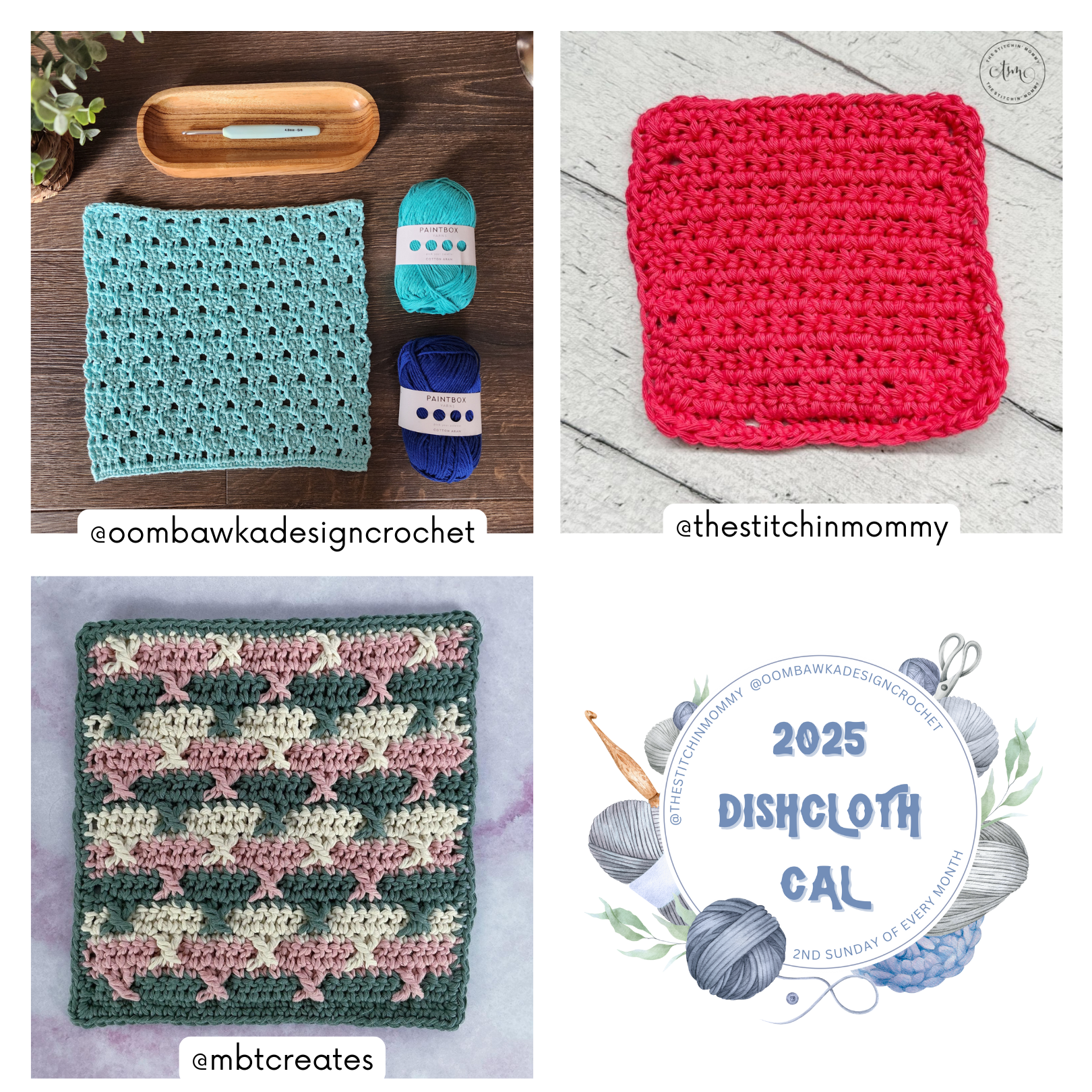 Try 3 free crochet dishcloth patterns! Learn the Larksfoot Stitch, the Sieve Stitch, and more with these easy and fun textured dishcloth projects.