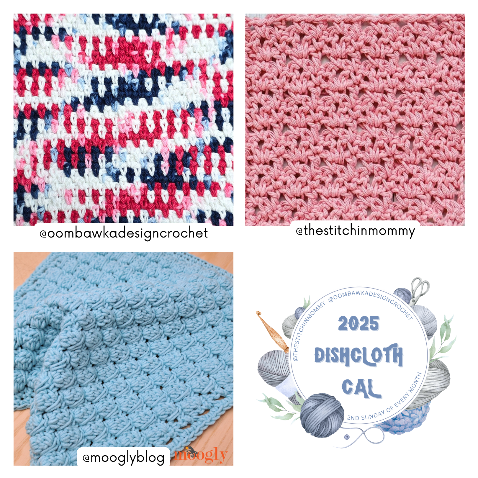 Try 3 free patterns this month: the Linen Stitch Dishcloth, Bubble Pop Dishcloth by Tamara, and Blossom Stitch Dishcloth by Amy.