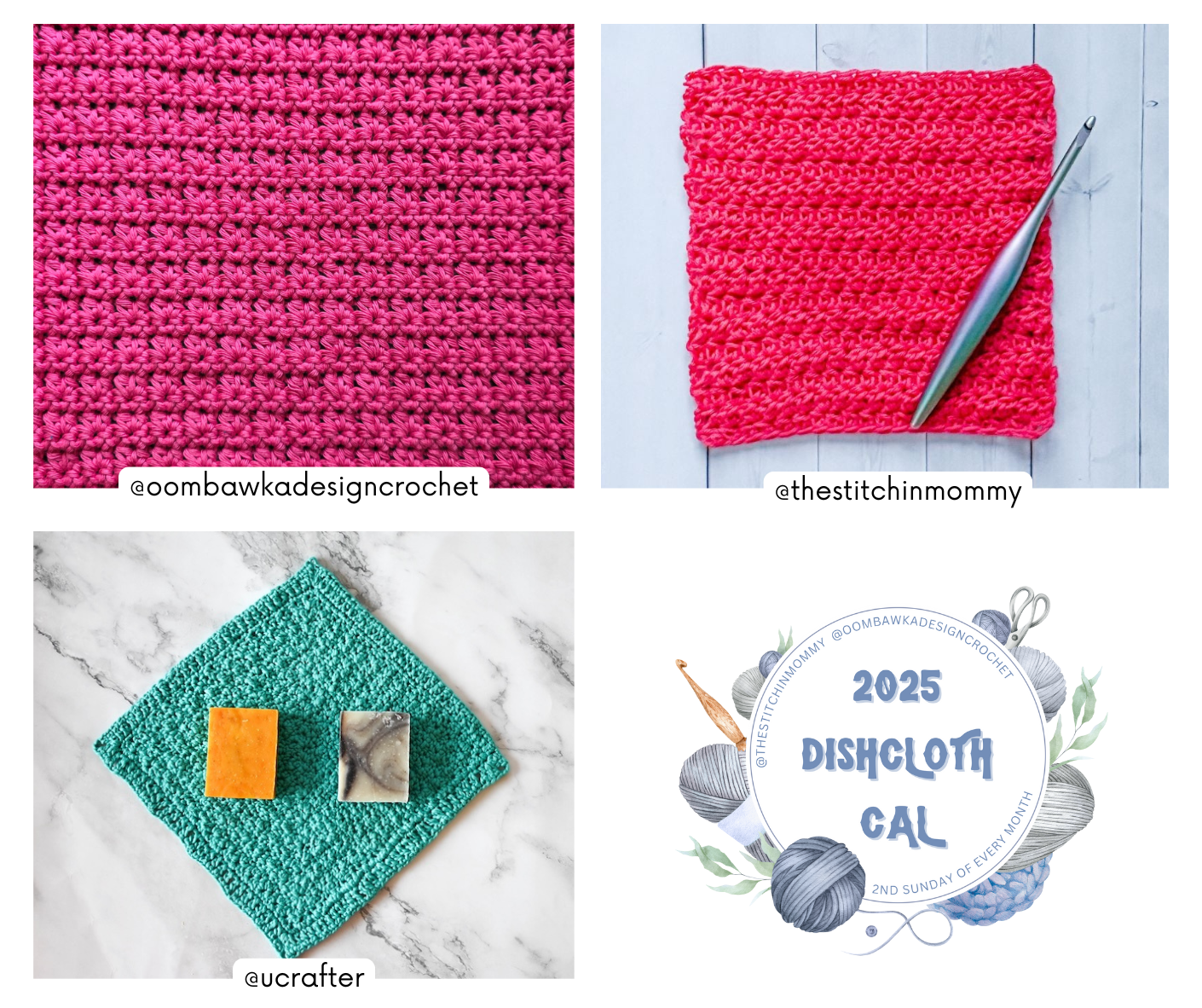 This month’s Dishcloth of the Month CAL includes 3 free crochet patterns! Quick to make, practical, and perfect for gifts. 🧼✨ #crochetpattern