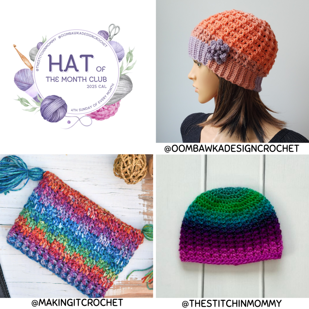 Try all 3 new crochet hat patterns in the June Hat of the Month Club! Bitty Blocks, Yelena Beanie & Pegasus Hat – each one features beautiful textures and unique stitches.