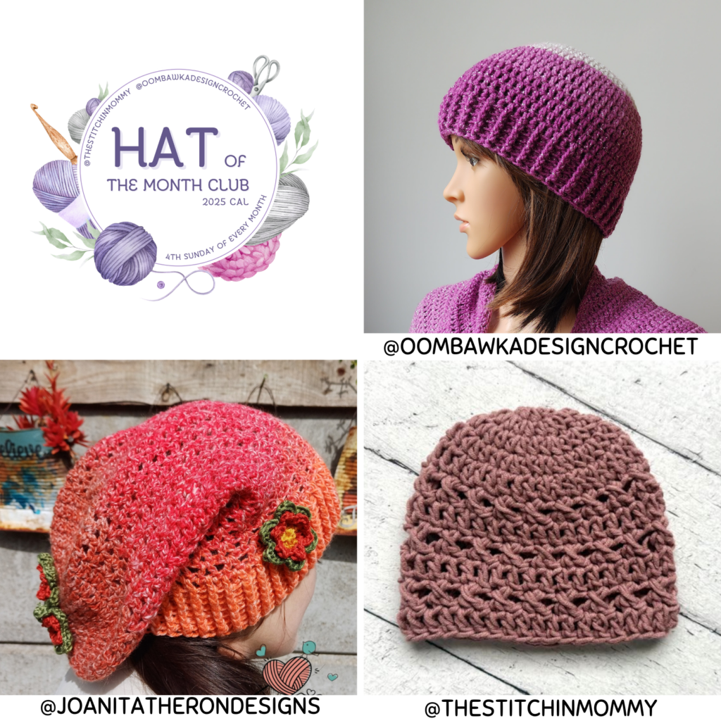 May’s Hat of the Month Club brings you three new free crochet patterns: the Rosabell Beanie, the Feel the Sparkle Hat and the Orange Flower Cocktail Hat.
