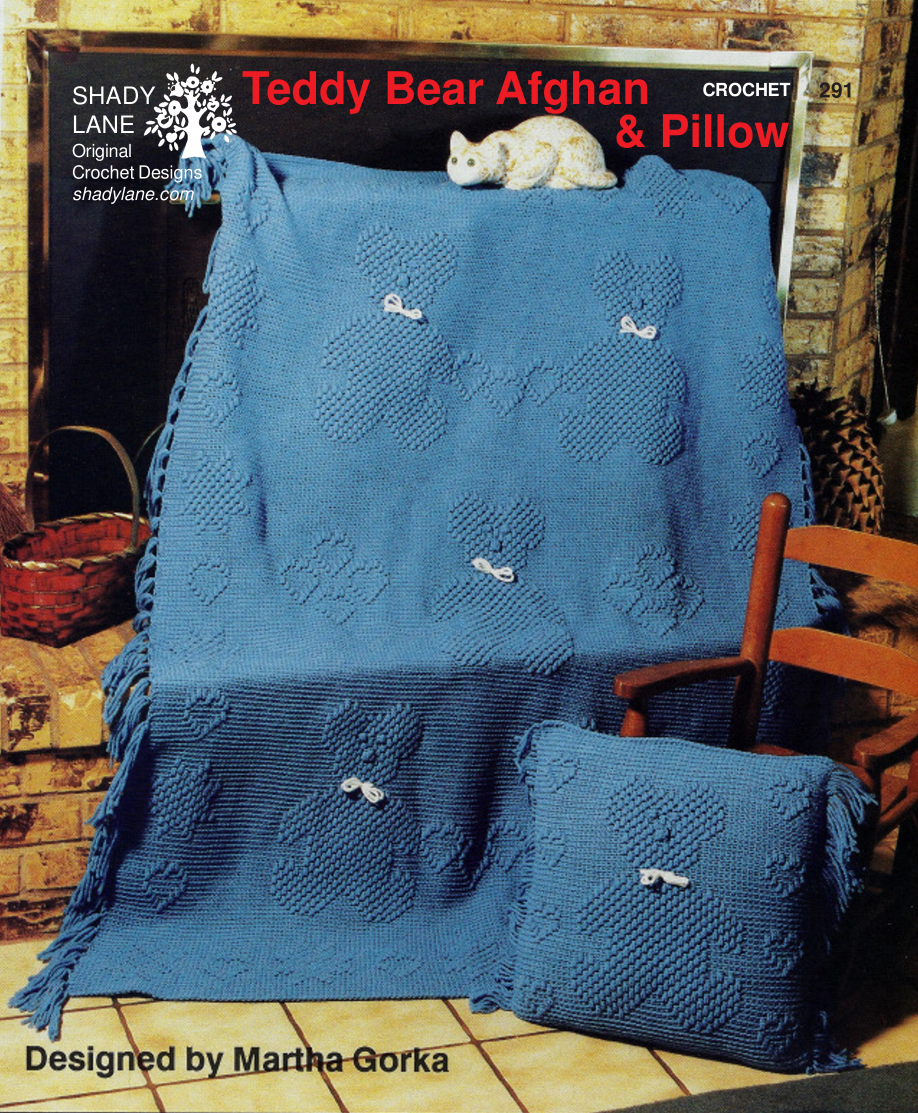 Teddy Bear Afghan with Matching Pillow