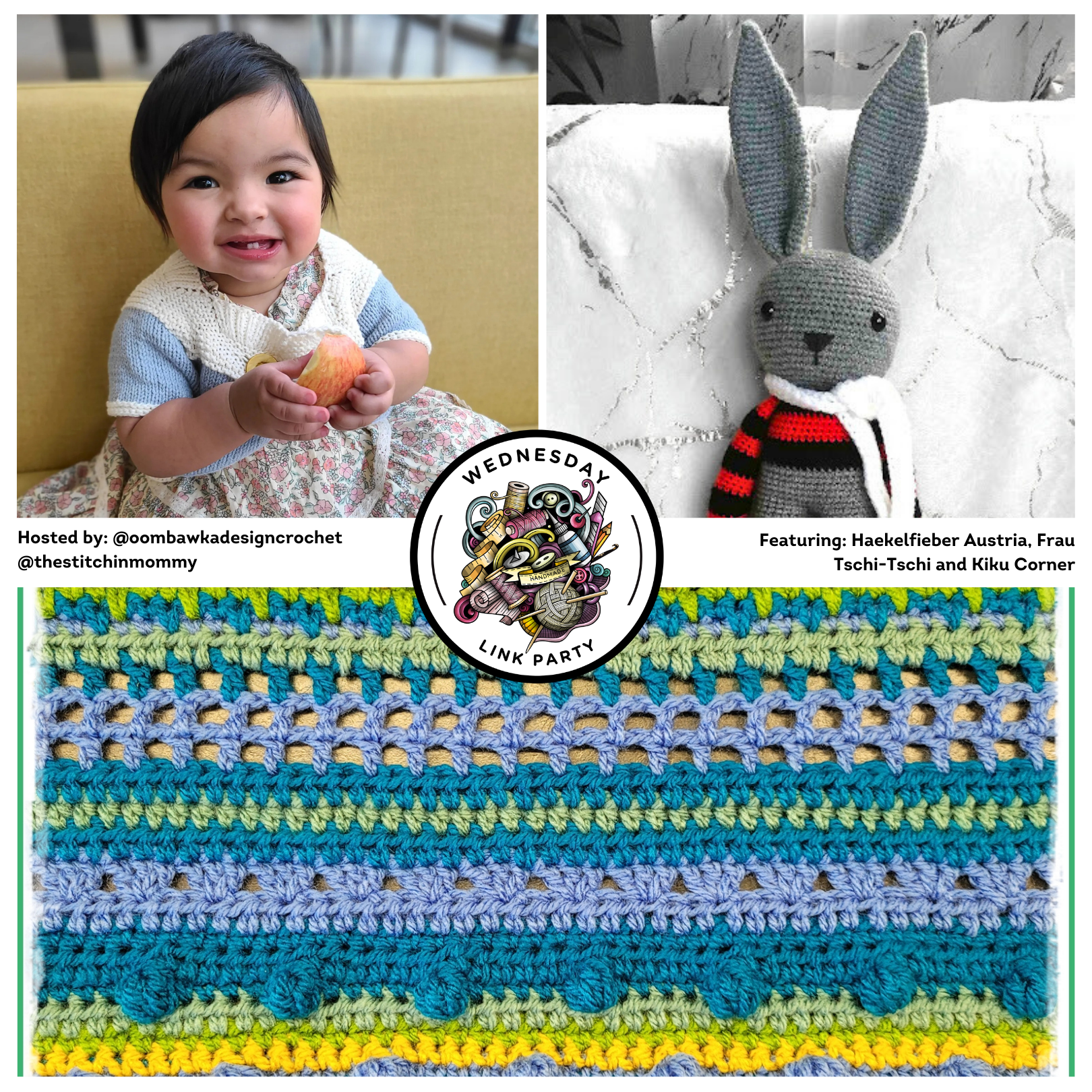 Check out this week’s featured projects at Wednesday Link Party 574: a long-eared bunny crochet pattern, weather blanket update (with a free pattern!), and a summer knit bolero. Join the fun and add your latest project to the party!