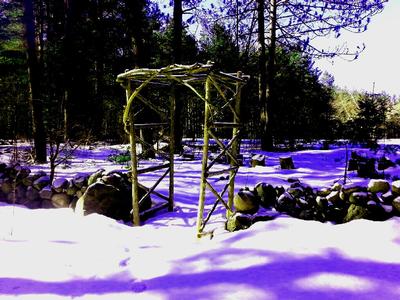 stone wall in winter