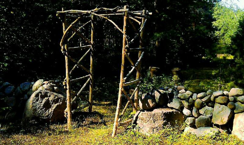 stone wall in spring